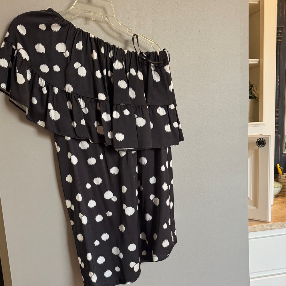 Corey Lynn Calter Black and White One Shoulder Dress